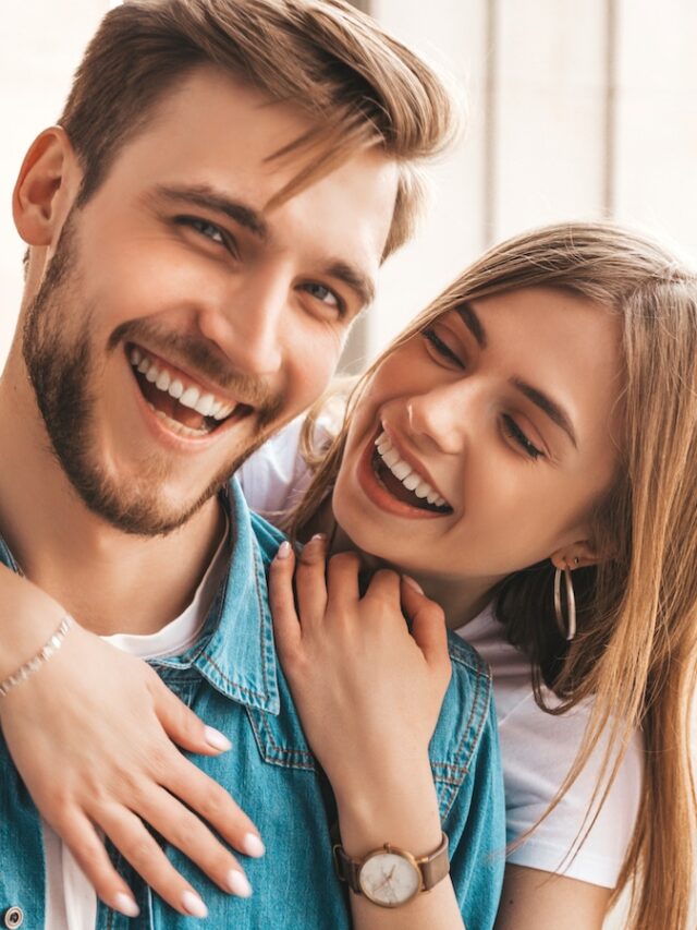 Portrait,Of,Smiling,Beautiful,Girl,And,Her,Handsome,Boyfriend.,Woman