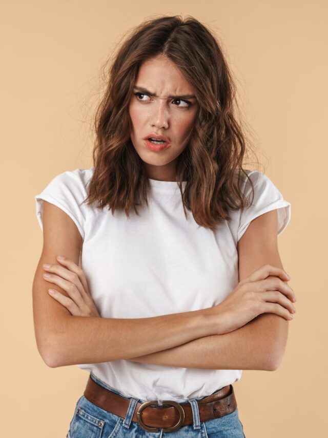 Portrait,Of,A,Lovely,Angry,Young,Girl,Wearing,Casual,Clothing